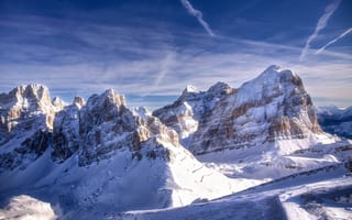Картинка снег, Италия, Доломитовые Альпы, горы, вершины