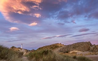 Картинка New Zealand, Sunset, Wellington, Lighthouse, Castlepoint