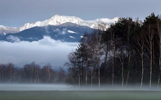 Картинка mountains, fog, blue hour, Lichtenstein