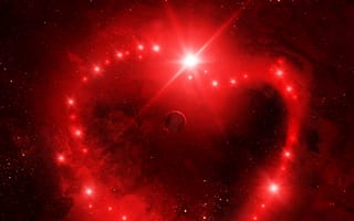 Обои Valentine's Space, планеты, красное, космос, звезды