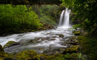 Картинка лес, река, Washington State, штат Вашингтон, Национальный парк Норт-Каскейдс, водопад, North Cascades National Park