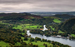 Картинка холмы, Англия, Gummer's How, Lake Windermere, Lake District