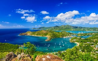 Картинка море, остров, яхта, Антигуа и Барбуда, Карибы