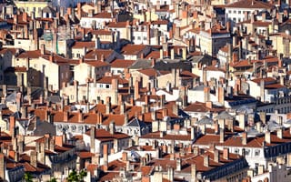Картинка город, Lyon, дома, Roofs