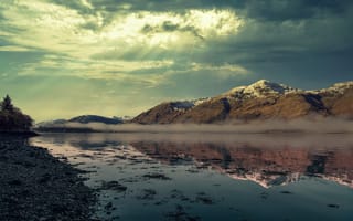 Картинка Mountain, Scotland, Ray of Hope, River, Mist