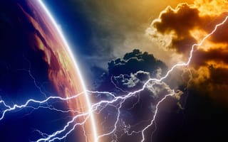 Картинка energy, lightning, planet, atmosphere