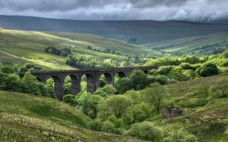Картинка Железнодорожный виадук, Англия, Национальный парк Йоркшир Дейлс
