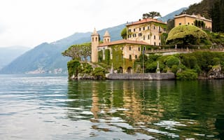 Картинка пейзаж, природа, Италия, особняк, озеро, Куомо, вода, дом