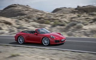 Обои Porsche 911 Carrera, 2017, скорость, Порше 911, дорога, красный порш