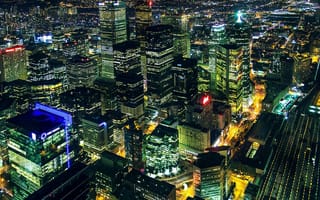 Картинка Торонто, Канада, Canada, небоскрёбы, панорама, ночь, Toronto