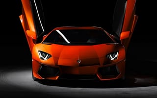 Картинка Ламборгини Авентадор, суперкары, дорожние огни, 2017, ночь, Lamborghini Aventador