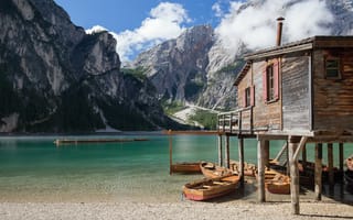 Картинка Озеро Брайс, Южный Тироль, Италия, Доломитовые Альпы