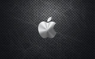 Обои Логотип Эпл, Apple, металлическая сетка, 4к, креатив