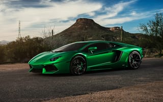 Картинка Ламборгини Авентадор, Lamborghini Aventador, зеленый суперкар, 2017, 4к, итальянские спортивные машины