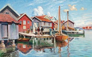 Картинка Йохан Эриксон, Johan Ericson, Мотив от Смогена, Swedish painter, шведский художник, 1919, Motiv fran Smogen