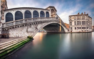 Картинка Венеция, Мост Риальто, каналы, Италия, Европа, Большой канал, 4k
