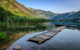 Картинка красивое озеро, горы, Босния и Герцеговина, мостик, природа