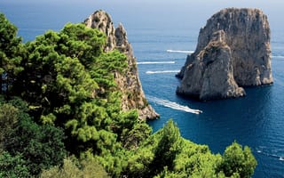 Картинка природа, Италия, пейзаж, Капри, остров, море, скалы