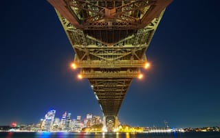 Картинка Сидней, Австралия, мост в Сиднее, Харбор-Бридж, ночь, арочный мост