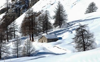 Картинка house, пейзаж, зима, winter, дом, snow, снег, landscape