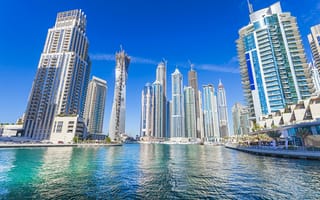 Картинка ОАЭ, небоскрёбы, Эмираты, здания, Дубай, вода, город, дома