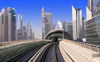 Картинка ОАЭ, город, Дубай, небоскрёбы, метро, дома, здания, Эмираты