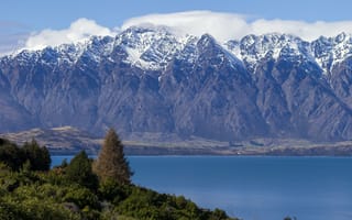 Картинка природа, вода, горы, Новая Зеландия, пейзаж, Озеро Вакатипу, снег, Lake Wakatipu, облака