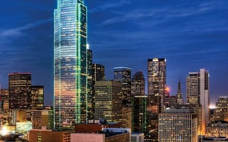 Картинка Даллас, мегаполис, вечер, небоскрёбы, США