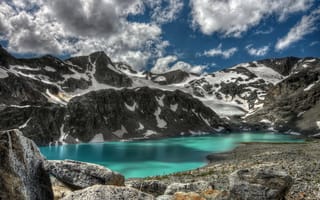 Картинка ледниковое озеро, горы, горные озёра, скалы