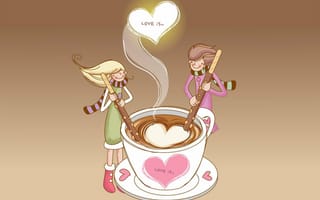 Картинка hearts, кофе, палочки, sticks, coffee, сердечки, love, любовь, пара, love is, couple