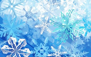Картинка синий, зима, snowflakes, blue, winter, снежинки