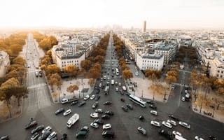 Картинка Франция, Париж, дороги, улицы, город, дома, машины
