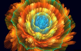 Картинка цветок, фрактал, оранжевый, абстракция