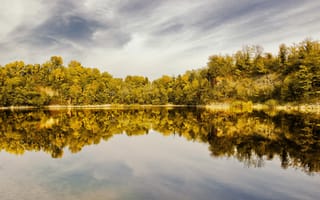 Обои осень, деревья, отражение, озеро, лес