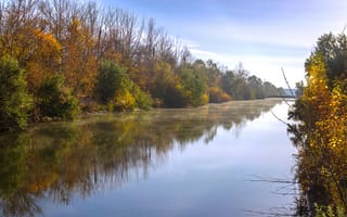 Картинка осень, река, погода, тишина