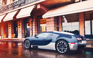 Картинка Bugatti, Veyron, Grand, Sport, после дождя, Женева, капли, город