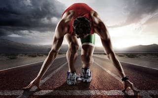 Обои athletics, атлет, бег, мужчина, мышцы, muscles, старт