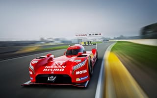 Картинка Nissan GT-R LM Nismo, Передок, трасса, гонка, Размытие