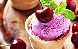 Картинка Cherry, ice cream, dessert, вишня, десерт, мороженое, ягоды
