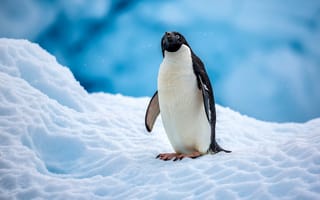 Обои Пингвин Адели, Антарктида, снег, пингвин, птица
