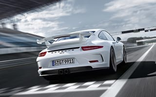 Картинка Porsche, разметка, спойлер, GT3, трасса, 911, белая