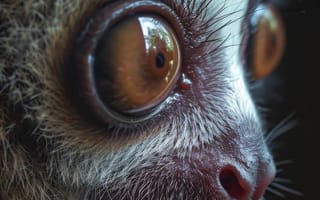 Картинка Глаз лемура крупным планом, дикая природа, портреты животных, примат макрос, оранжевые глаза, природа, Мадагаскар дикая природа, ИИ искусство