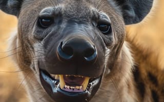 Картинка гиена крупным планом, портрет дикой природы, африканское животное, хищник, сафари, природа, свирепое выражение лица, детальная текстура меха, ИИ искусство