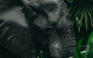 Картинка слон, дикая природа, тропический лес, природа, животные джунглей, величественные существа, зеленая листва, естественная среда обитания, захватывающие сцены дикой природы, ИИ искусство