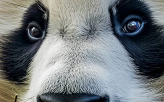 Картинка большая панда, Панда, бамбук, дикая природа, портрет животного, вымирающие виды, природа, сохранение, Китай, милые животные, ИИ искусство