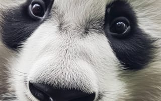 Картинка большая панда, Панда, бамбук, дикая природа, портрет животного, вымирающие виды, природа, сохранение, Китай, милые животные, ИИ искусство