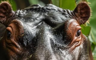 Картинка Бегемот, подводное животное, дикая природа, природа, африканское животное, рот бегемота, зубы бегемота, среда обитания бегемота, ИИ искусство