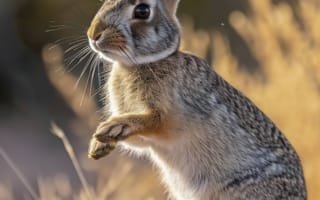 Картинка заяц, дикая природа, природа, бег, животное пустыни, открытый, млекопитающее, кролик, ИИ искусство