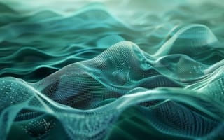 Картинка 3D-сетка потока, цифровой морской пейзаж, океан, процедурное искусство, генеративный дизайн, биолюминесценция, органические формы, ИИ искусство