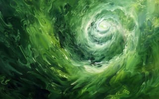 Картинка абстрактный, зеленый, водоворот, динамичный, естественный, ИИ искусство